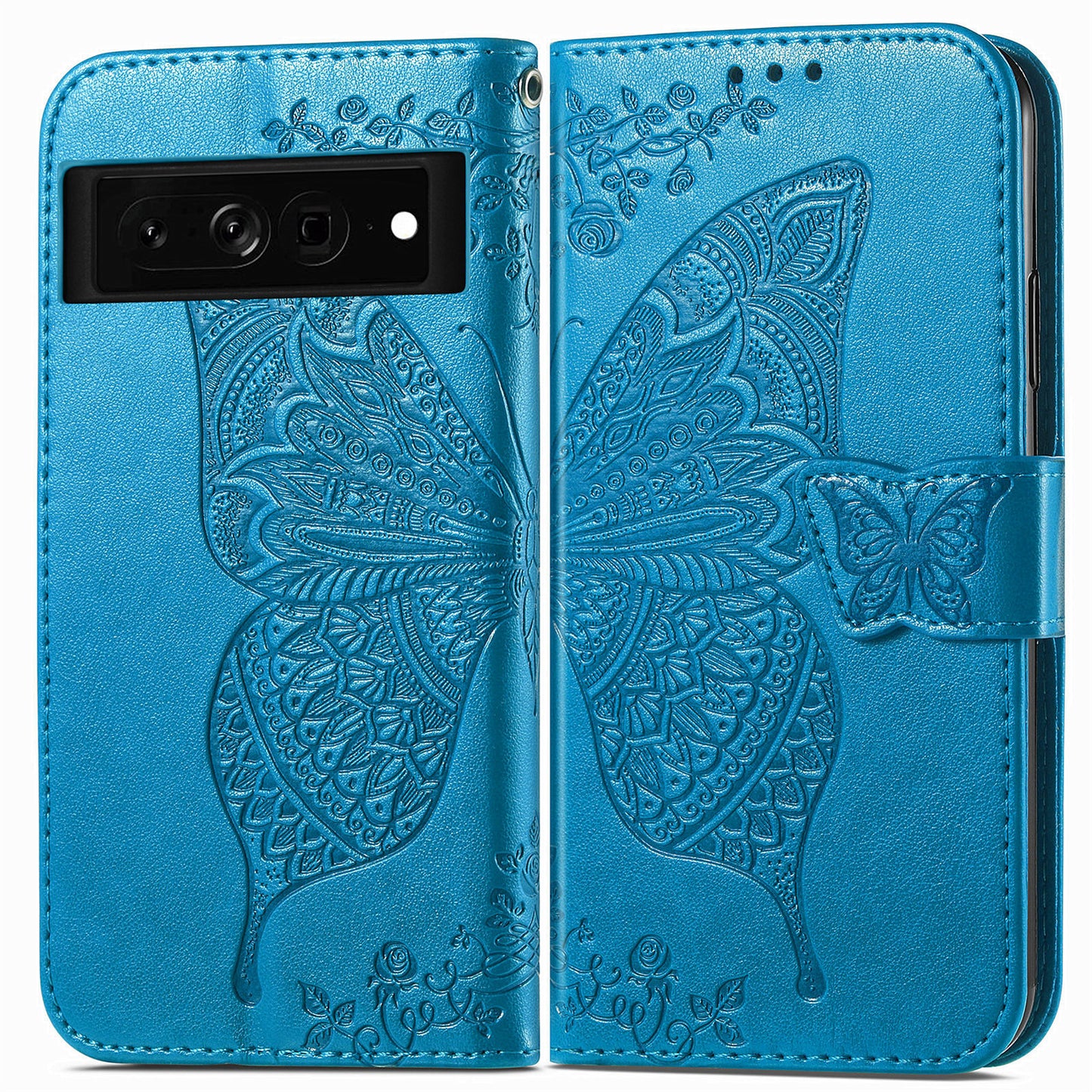 Embossed Butterfly Wallet Flip Case for Google Pixel 7 Pro