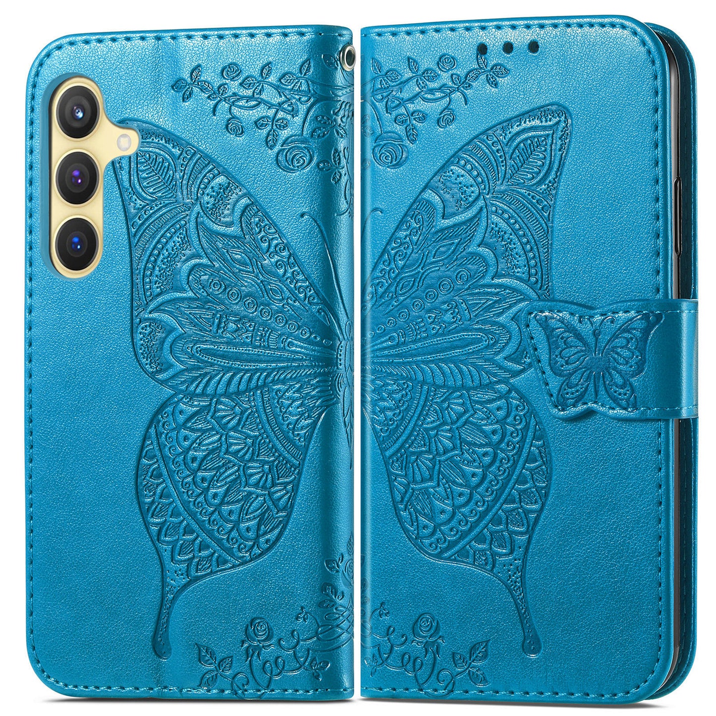 Embossed Butterfly Wallet Flip Case for Samsung Galaxy S23 Plus