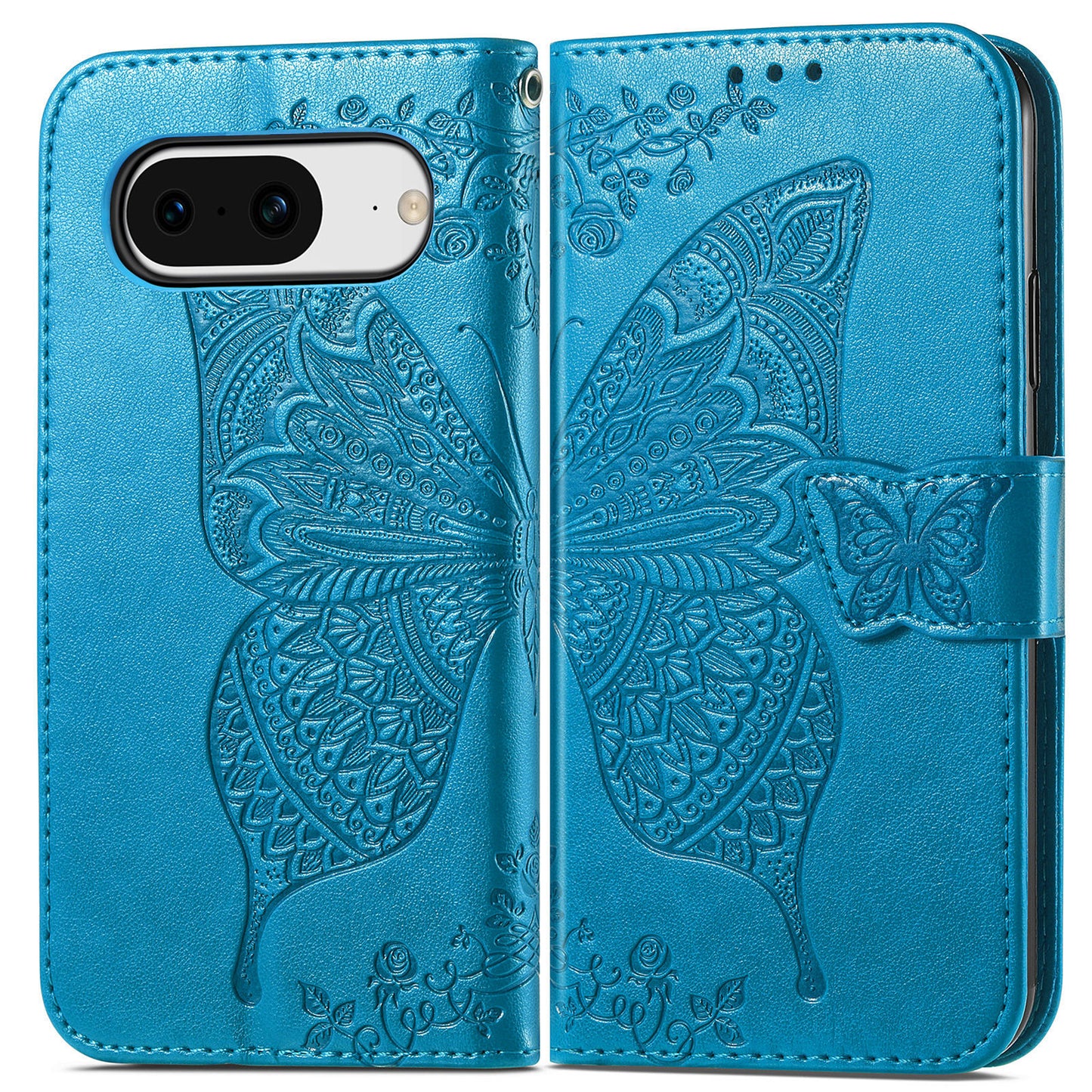 Embossed Butterfly Wallet Flip Case for Google Pixel 8