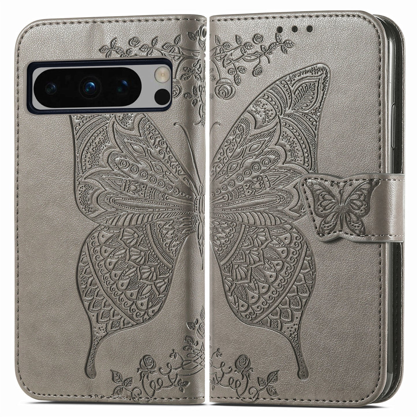 Embossed Butterfly Wallet Flip Case for Google Pixel 8 Pro