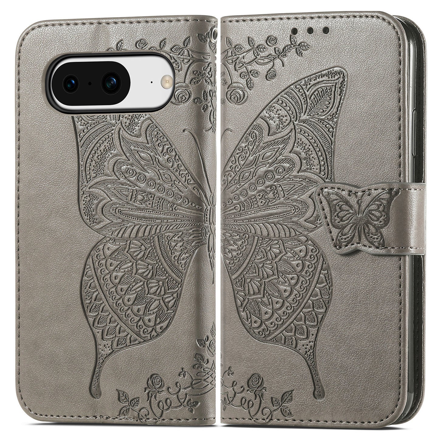 Embossed Butterfly Wallet Flip Case for Google Pixel 8