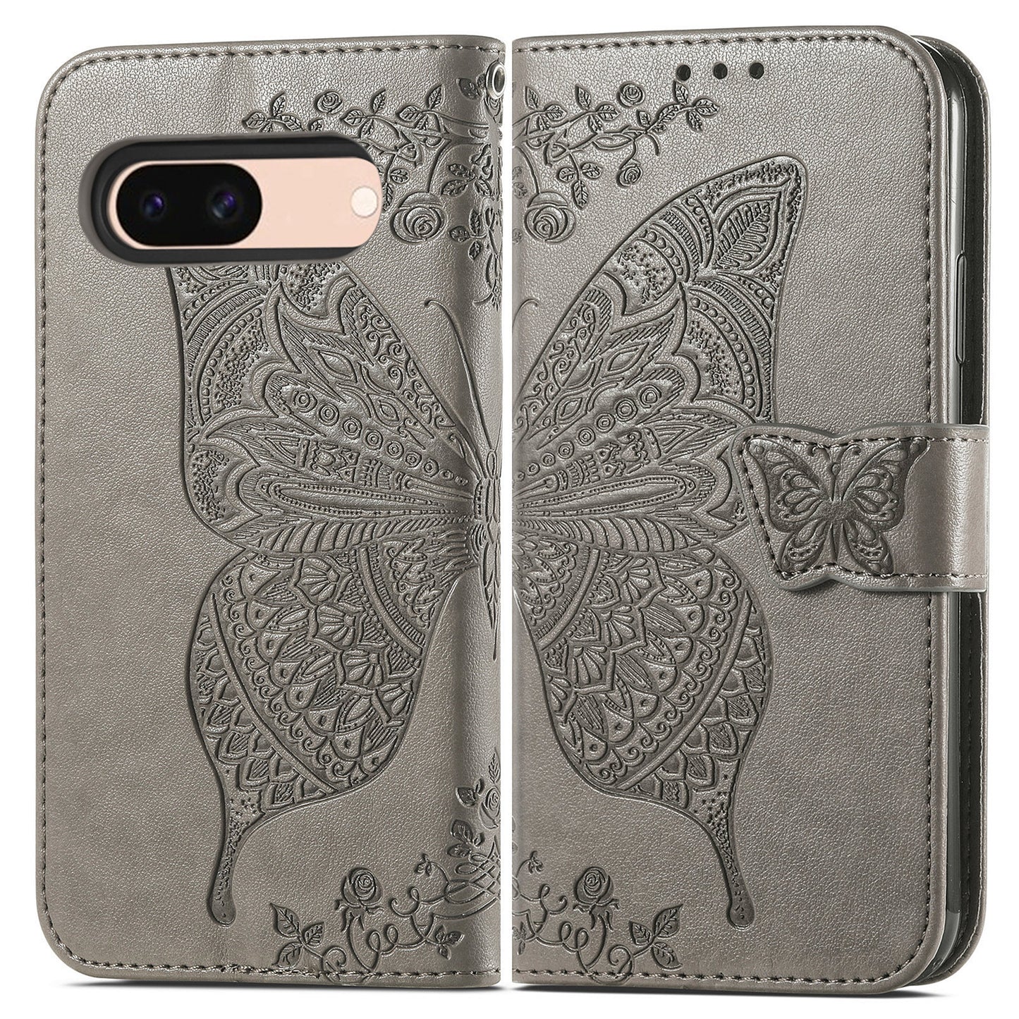 Embossed Butterfly Wallet Flip Case for Google Pixel 8a