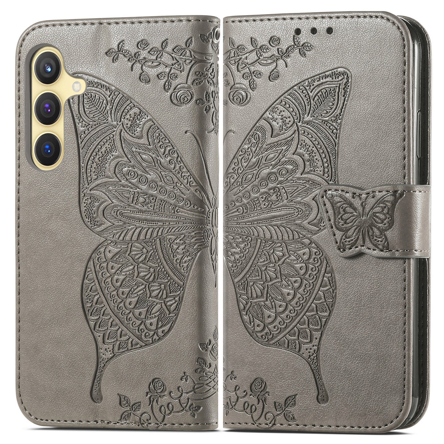Embossed Butterfly Wallet Flip Case for Samsung Galaxy S23 Plus