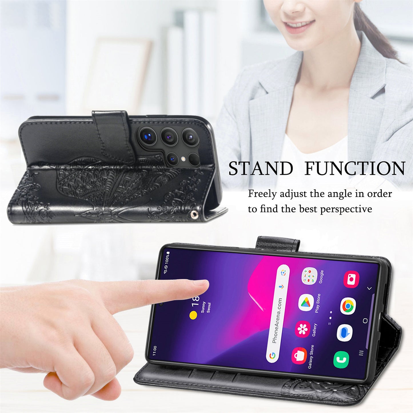 Embossed Butterfly Wallet Flip Case for iPhone 17 Pro
