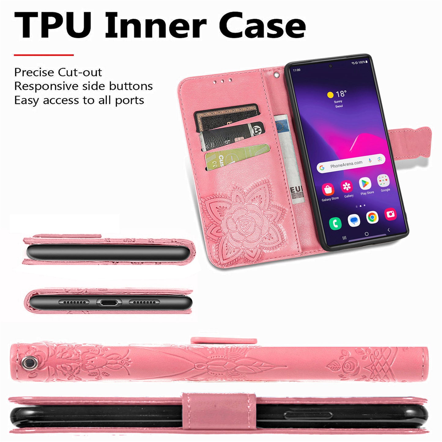 Embossed Butterfly Wallet Flip Case for iPhone 17 Pro