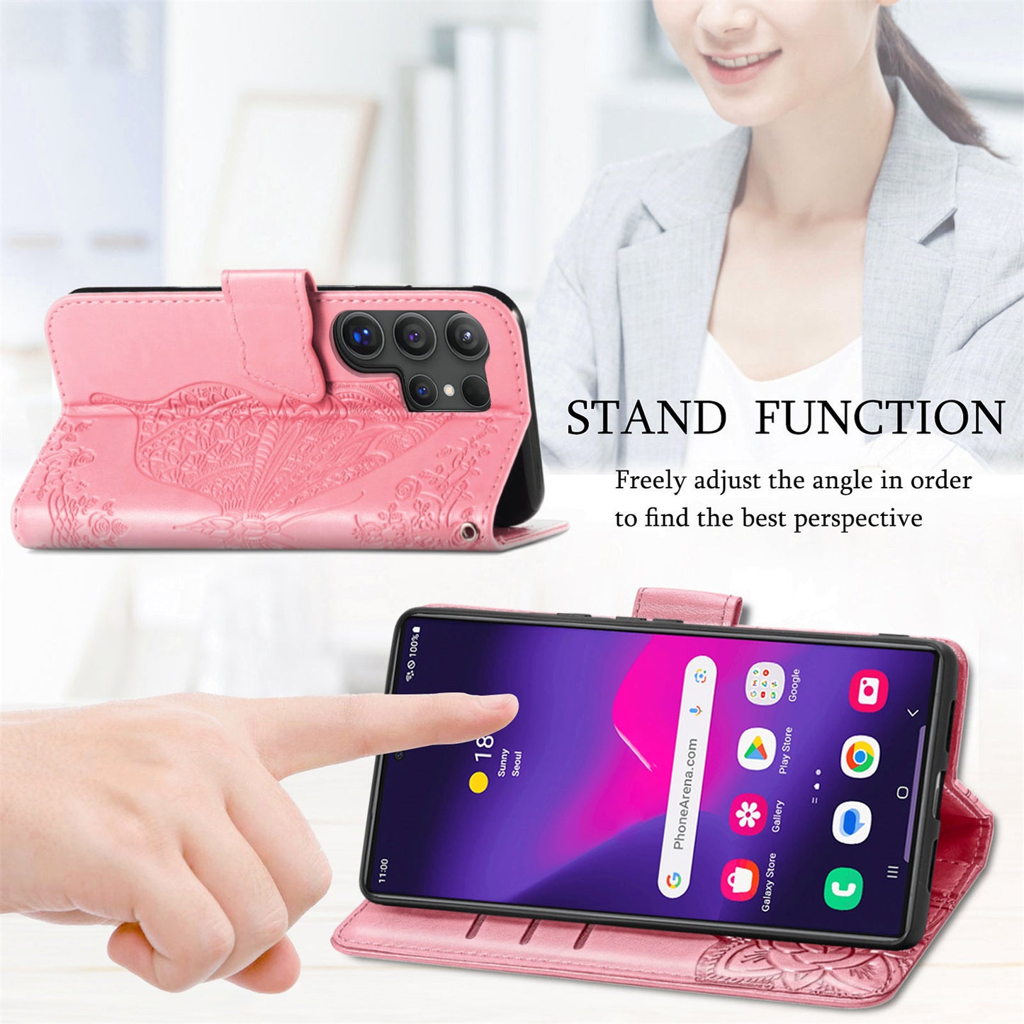 Embossed Butterfly Wallet Flip Case for iPhone 17 Pro