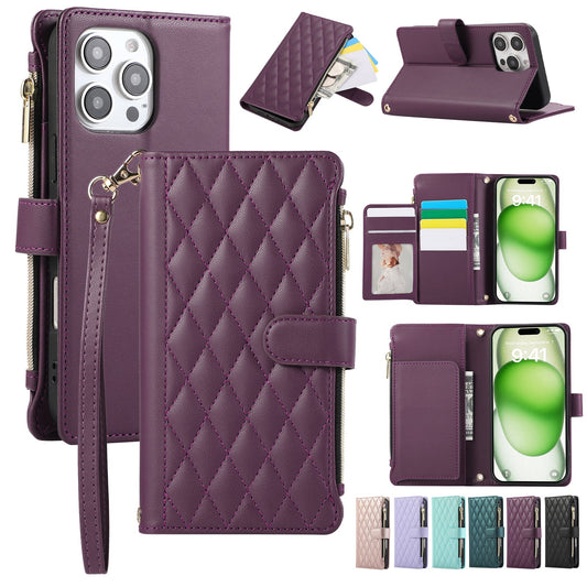 Senior-Friendly Elegant Quilted Wallet Phone Case for iPhone 11 Pro Max